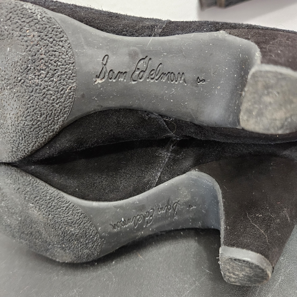 Sam Edelman Mona Black Suede Leather Ankle Booties Zipper Side EUC Ladies Size 8 - Picture 6 of 13